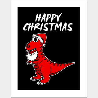 Christmas Dinosaur T-Rex Santa Hat Funny Xmas 2021 Posters and Art